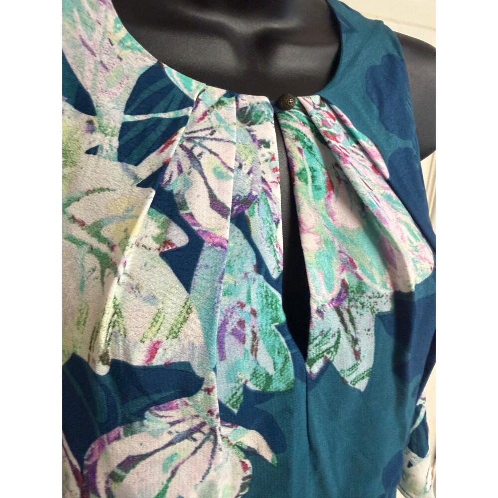 Maeve Anthropologie Dress 4 Teal Shift Cold Shoulder Ruffle Lined Women EUC - Picture 4 of 10